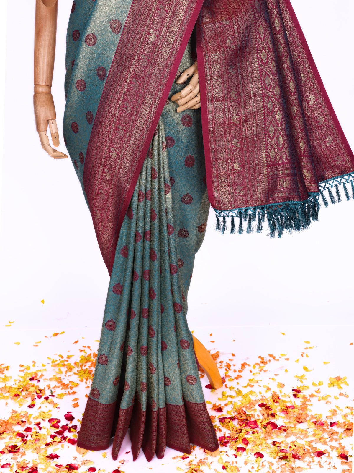 Skyblue color Kanjivaram work Designer Saree BLS1009_Skyblue