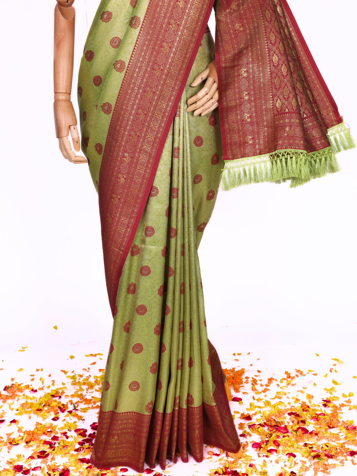 Parrot color Kanjivaram work Designer Saree BLS1009_Parrot