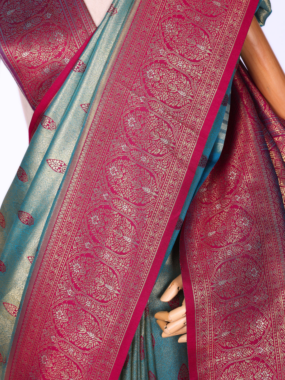Sky blue color Kanjivaram work Designer Saree BLS1011_Sky blue