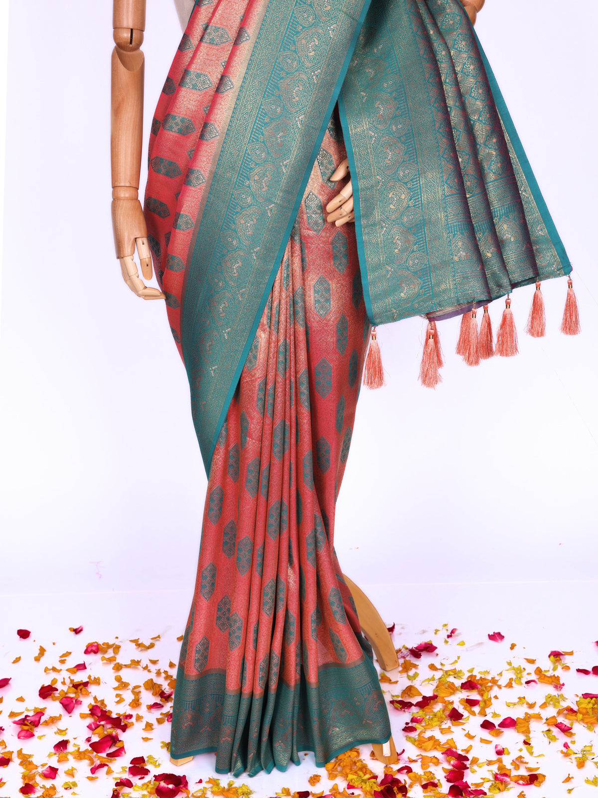 Peach color Kanjivaram work Designer Saree BLS1010_Peach