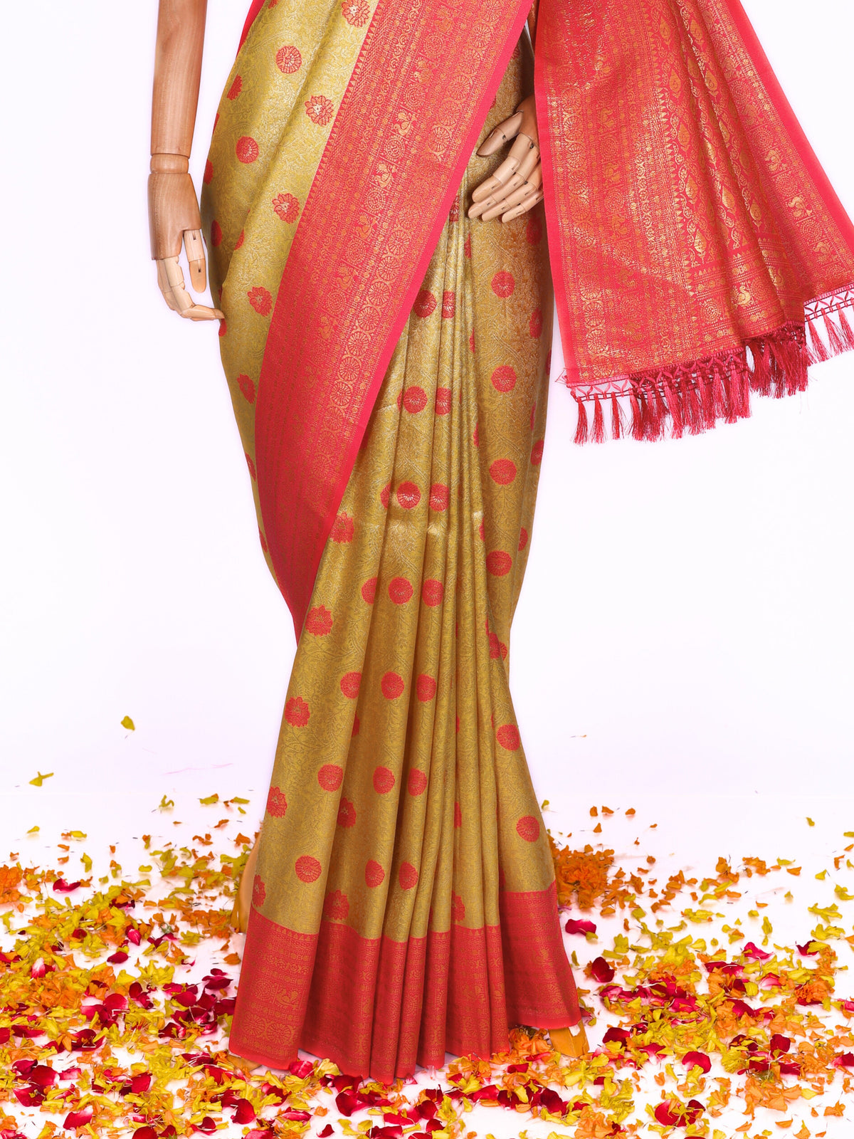 Yellow color Kanjivaram work Designer Saree BLS1009_Yellow