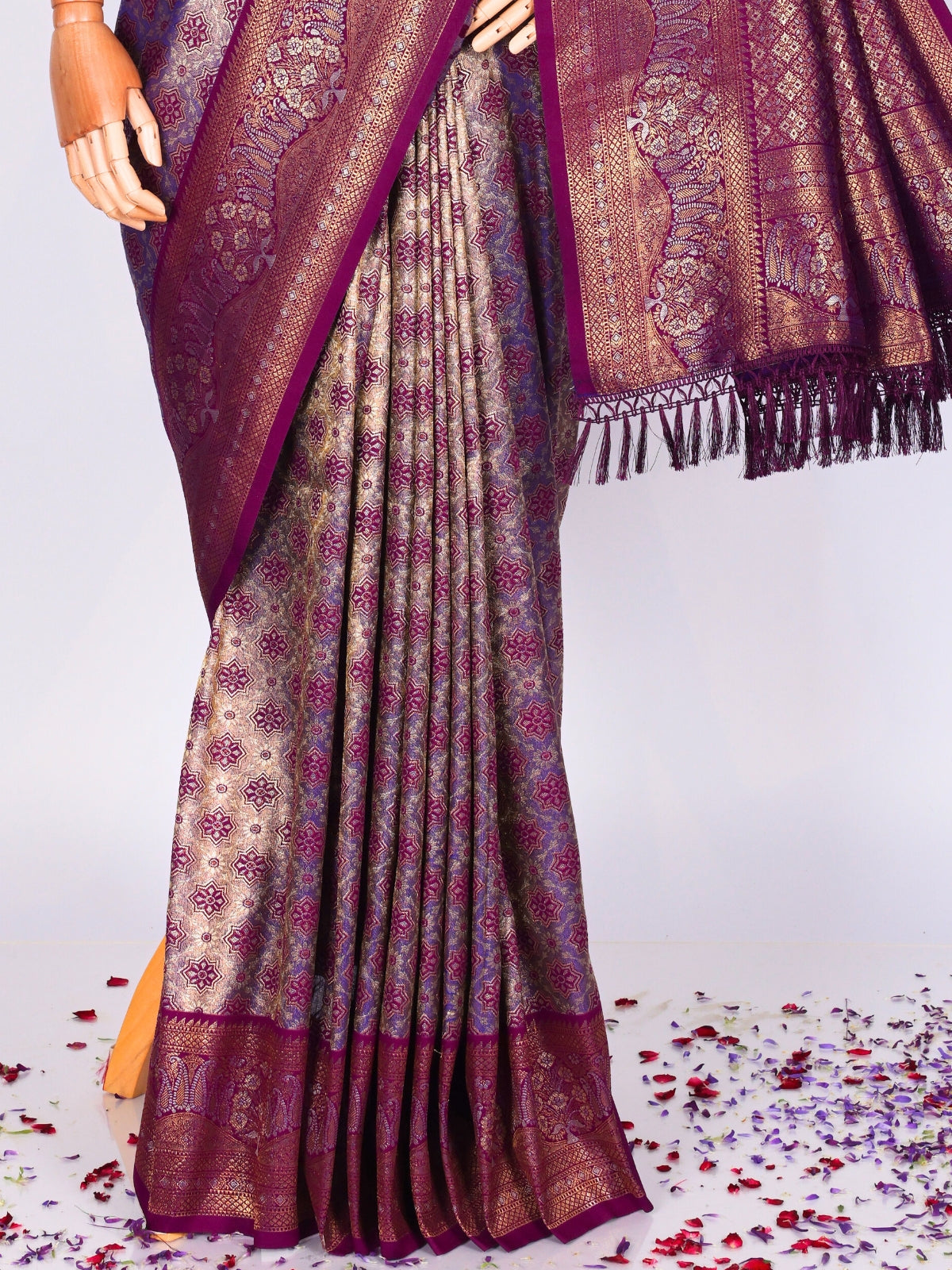 Purple color Kanjivaram work Designer Saree BLS1003_Purple