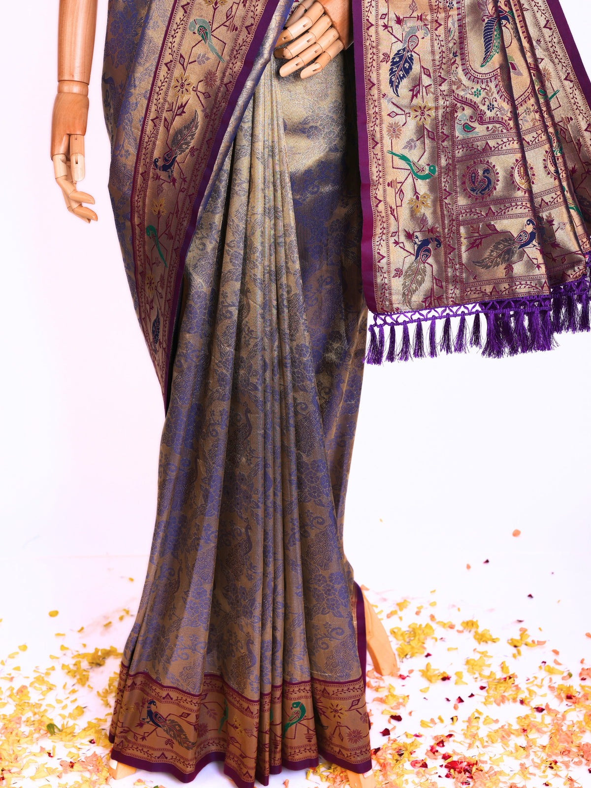 Purple color Kanjivaram work Designer Saree BLS1006_Purple