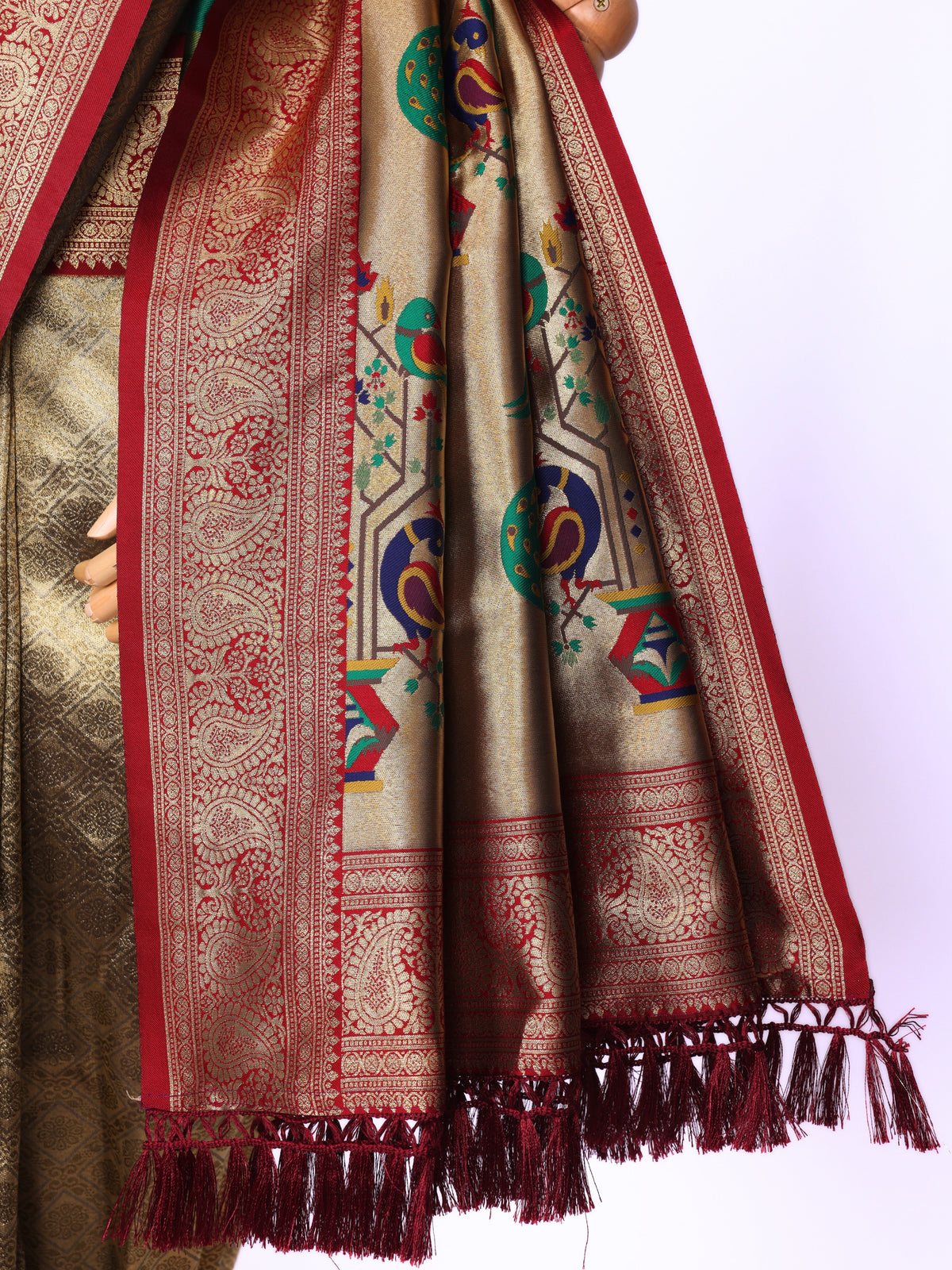 Maroon color Kanjivaram work Designer Saree BLS1013_Maroon