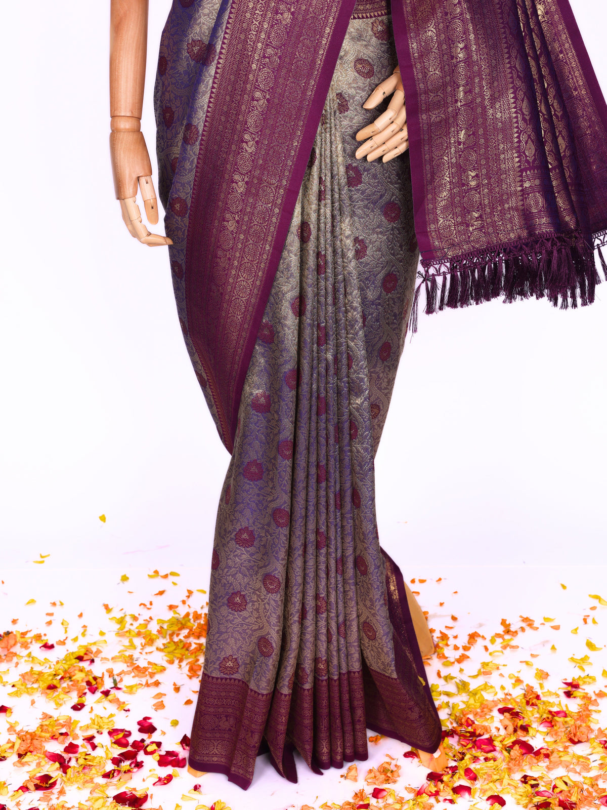 Purple color Kanjivaram work Designer Saree BLS1009_Purple