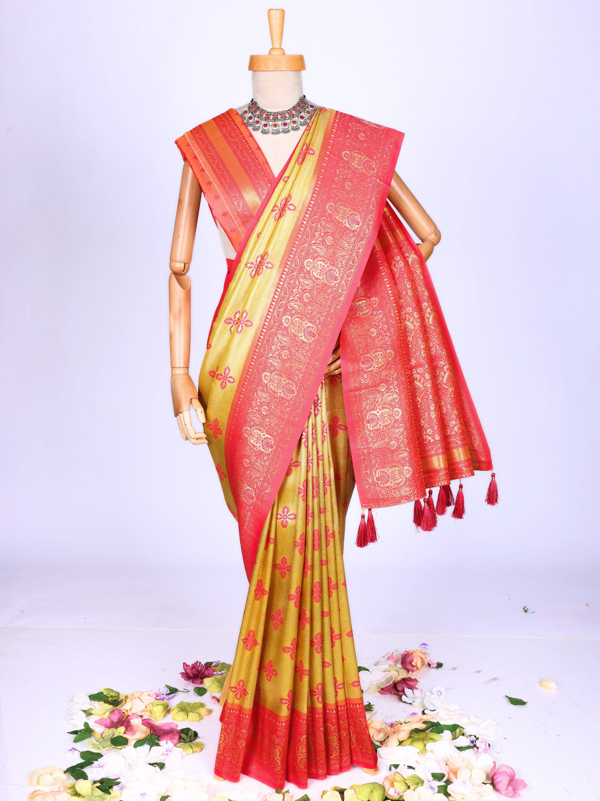 Yellow color Kanjivaram work Designer Saree BLS1020_Yellow