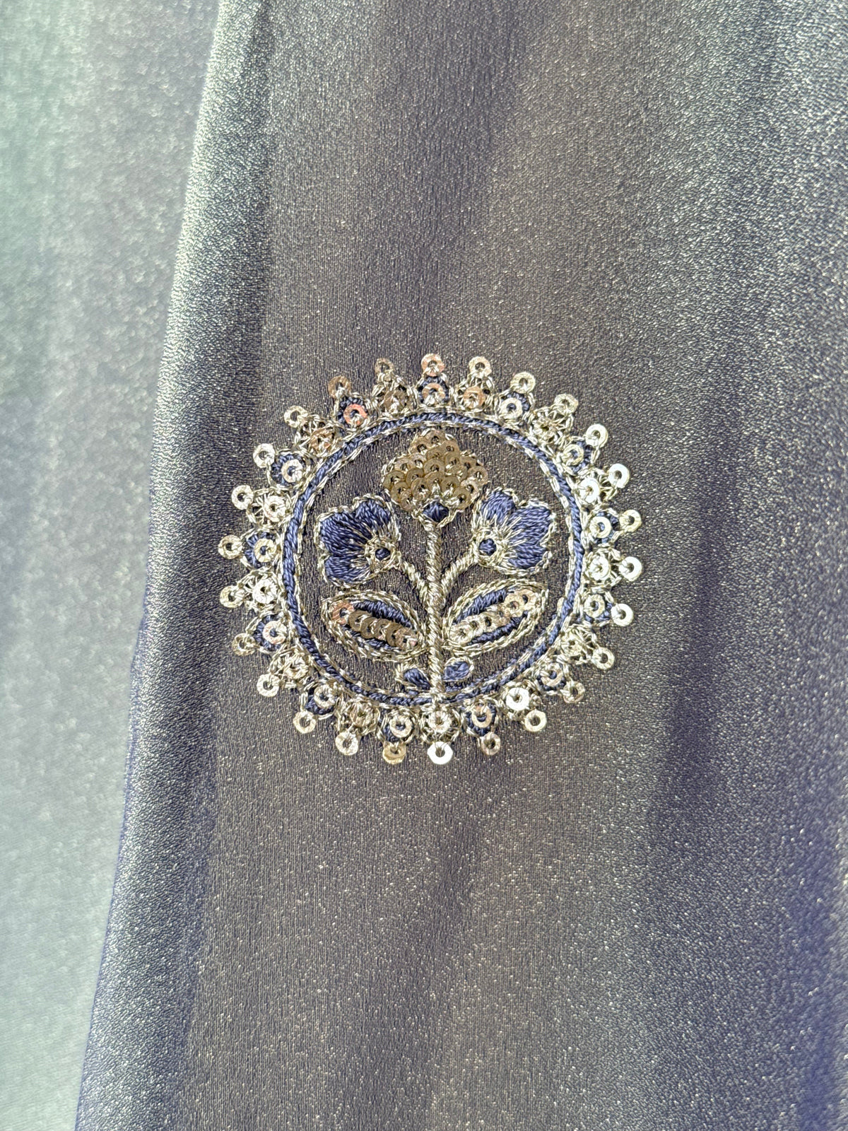 Steel Grey color Sequence Embroidery work Designer Lehenga Choli BL1718