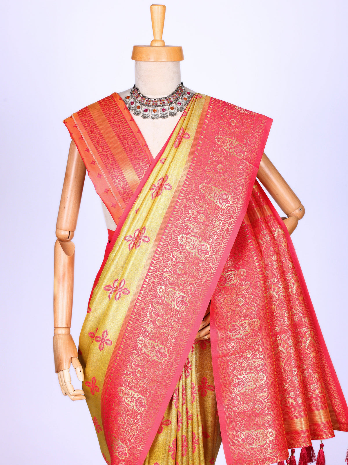 Yellow color Kanjivaram work Designer Saree BLS1020_Yellow