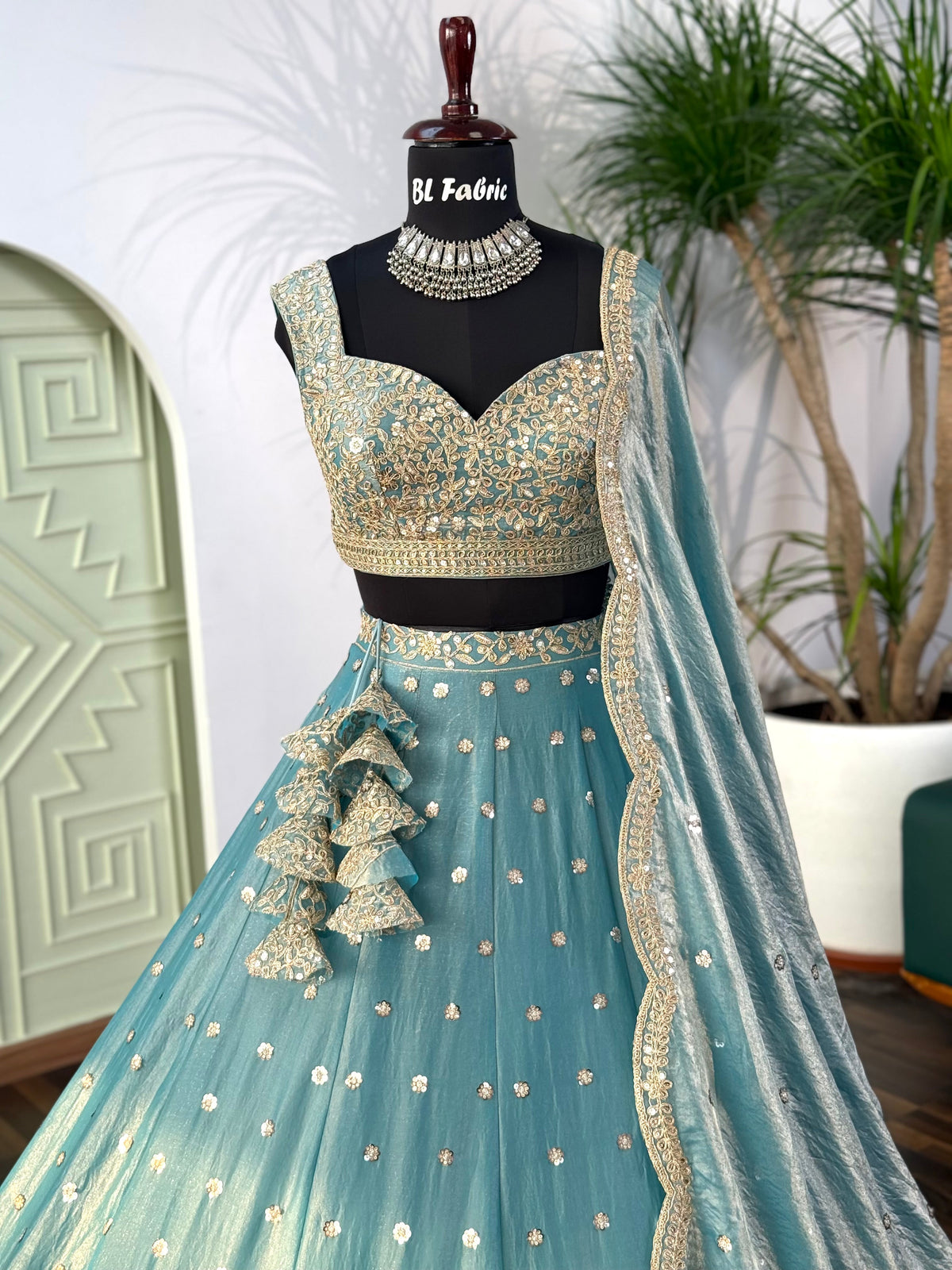 Sky blue color Designer Sequence Embroidery work Lehenga choli BL1679