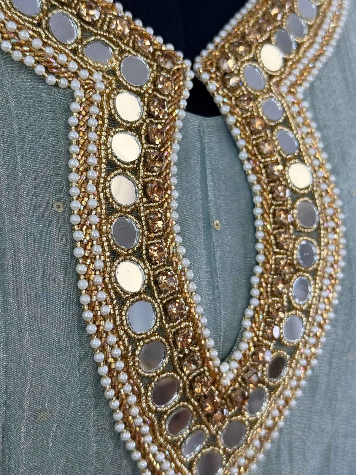 Pastel Sky Blue Handwork Necklace Sharara set BLS115