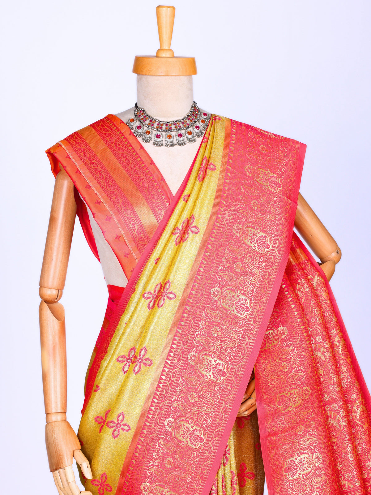 Yellow color Kanjivaram work Designer Saree BLS1020_Yellow