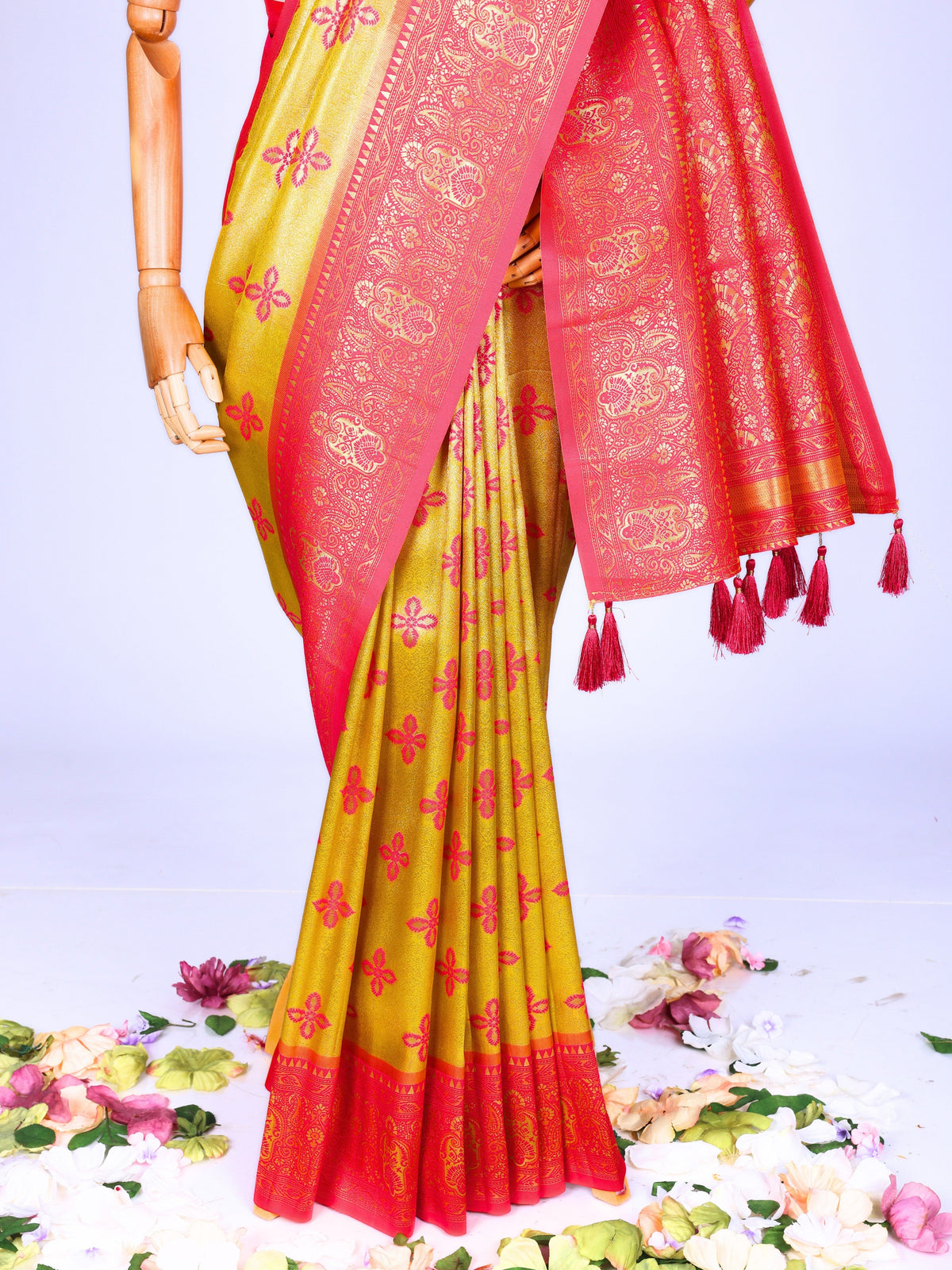 Yellow color Kanjivaram work Designer Saree BLS1020_Yellow
