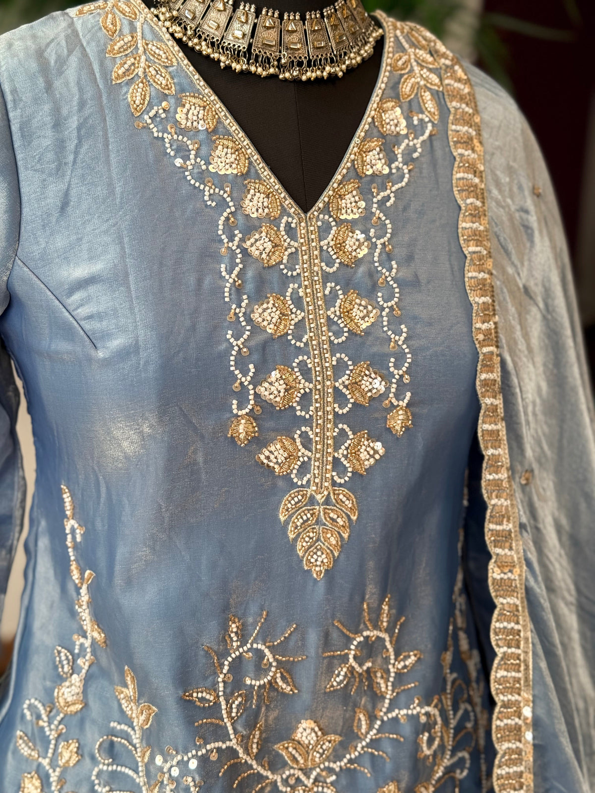 Sky blue color Designer Bids Embroidery work Lehenga choli BL1740