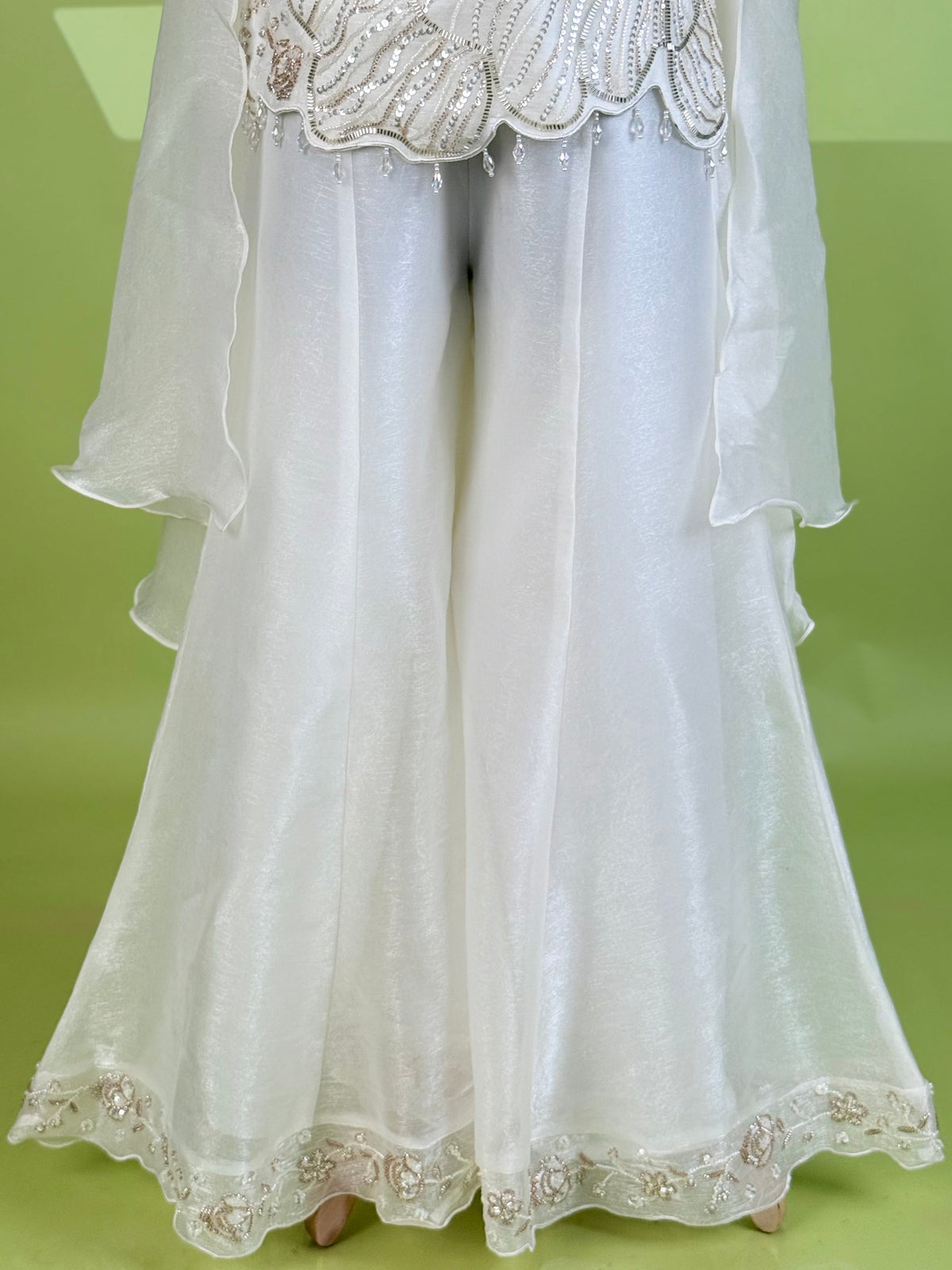 White color Bids Embroidery work Sharara set BLS113