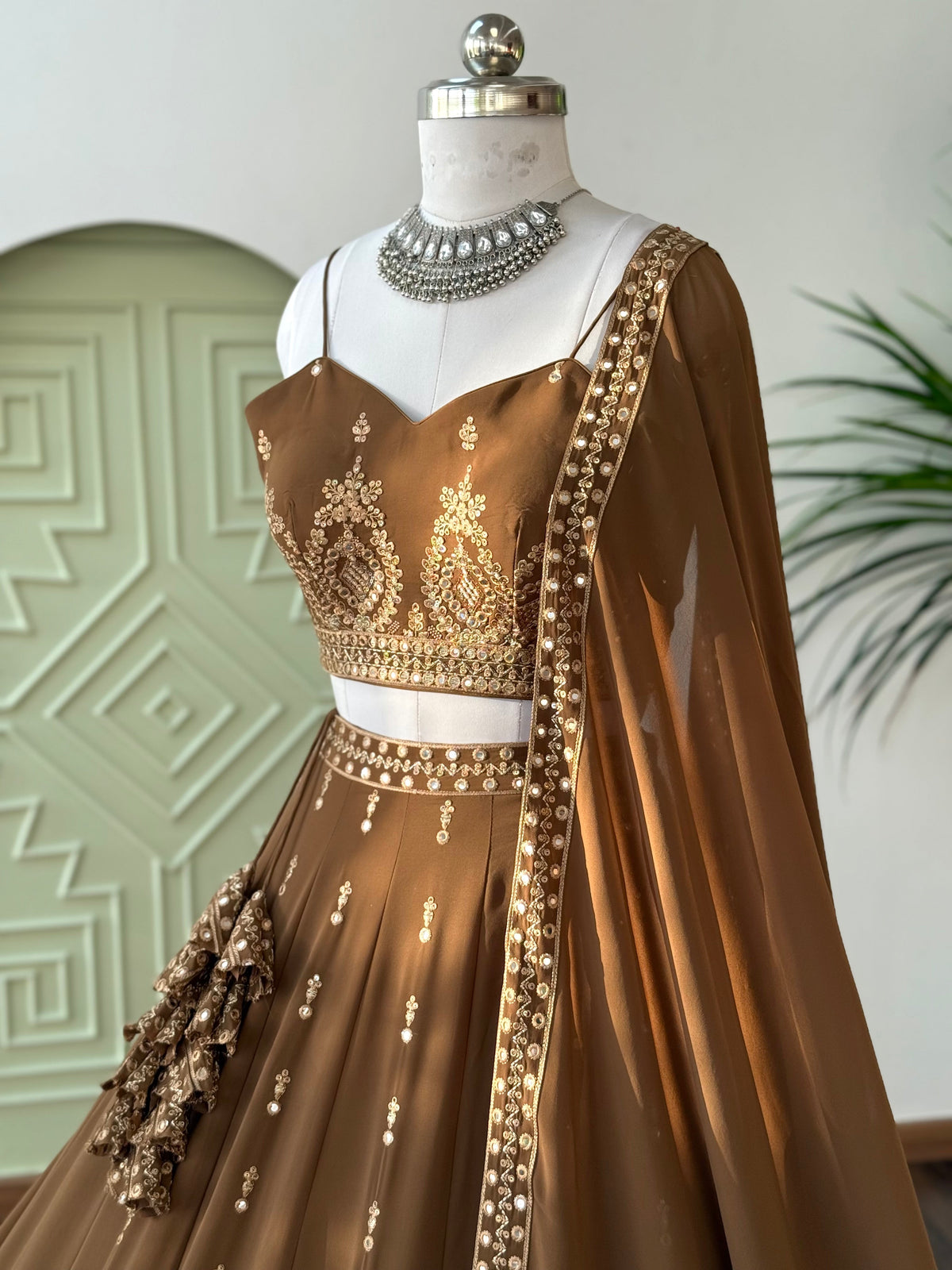 Brown color Sequence Embroidery work Designer Lehenga Choli BL1644