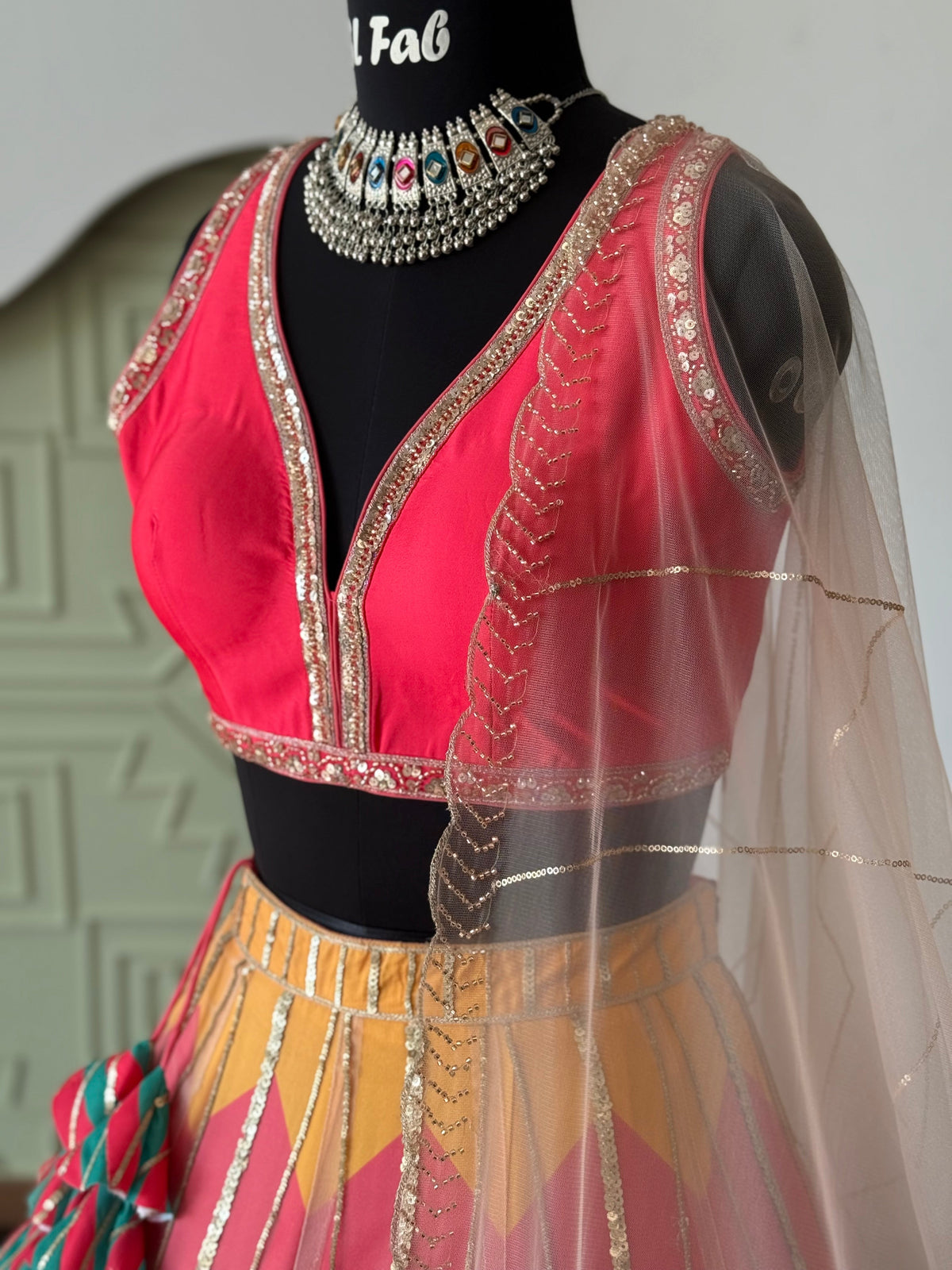 Multi color Designer Sequence Embroidery work Lehenga choli BL1640