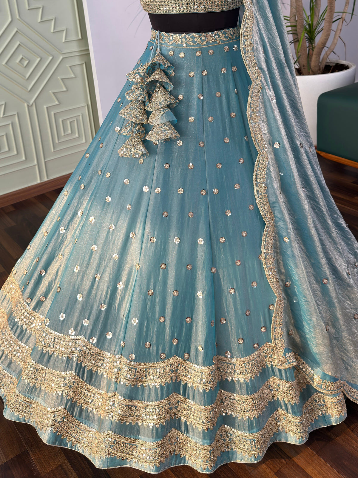 Sky blue color Designer Sequence Embroidery work Lehenga choli BL1679