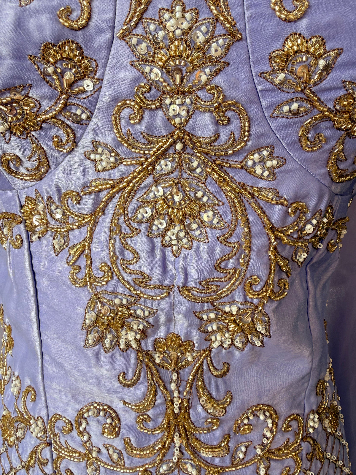 Pastel Lavender color Bids Sequence Embroidery work Sharara set BLS140