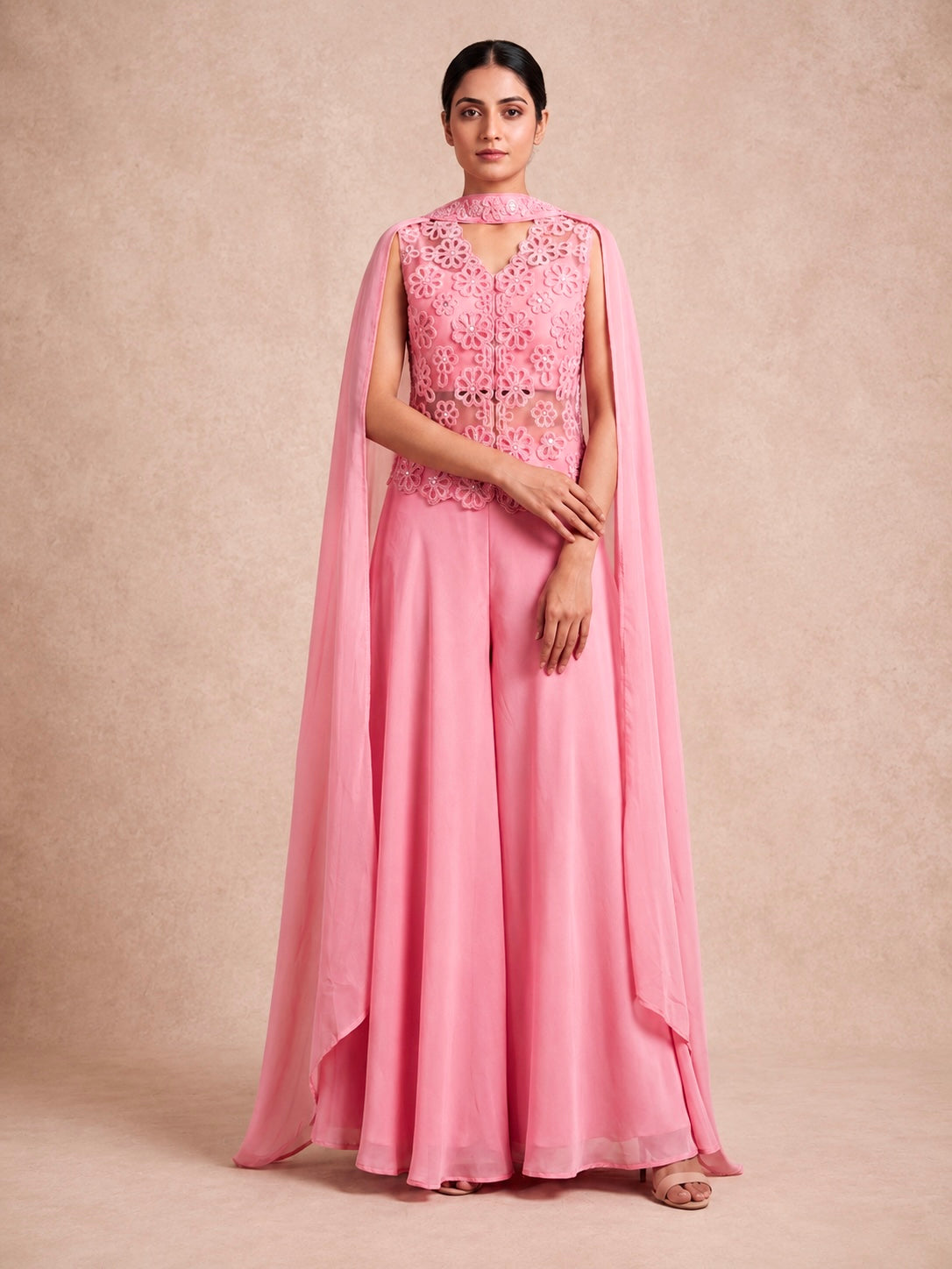 Baby Pink color Bids Embroidery work Sharara set BLS103