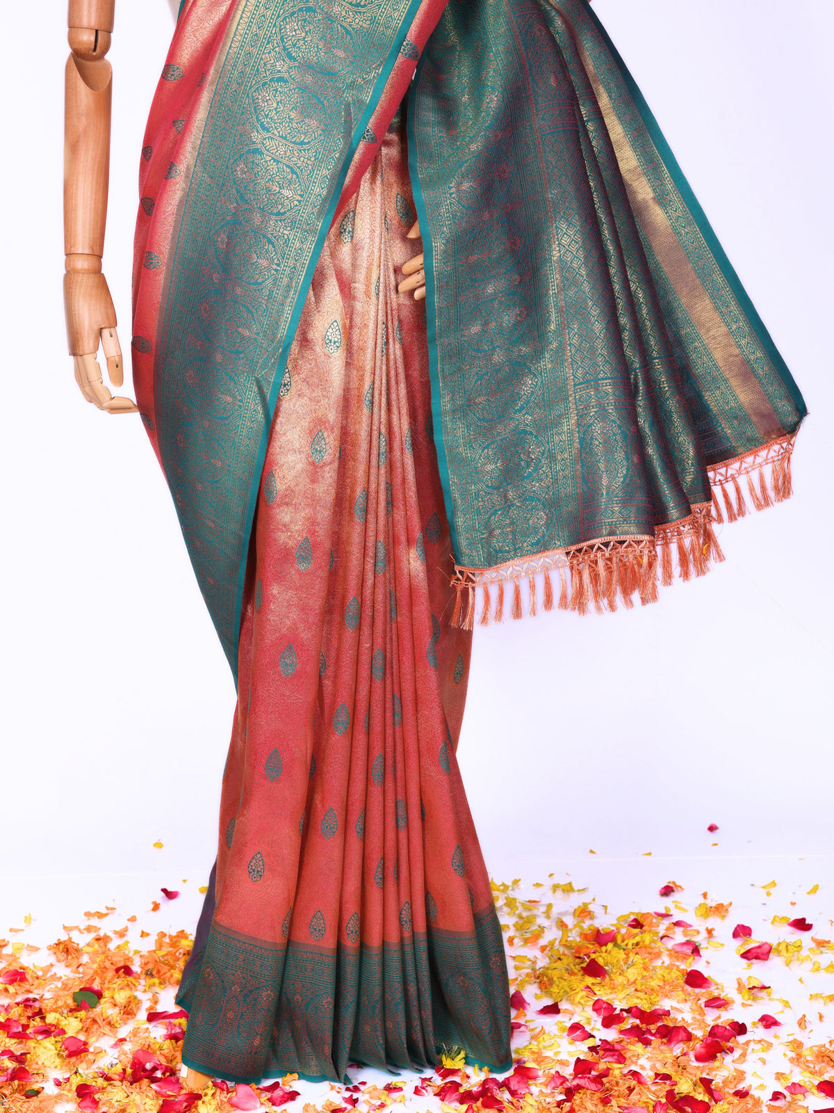 Peach color Kanjivaram work Designer Saree BLS1011_Peach