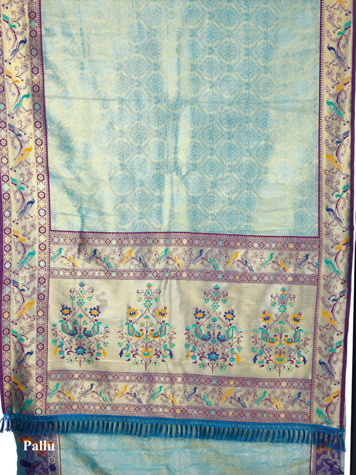 Sky blue color Kanjivaram work Designer Saree BLS1014_Sky blue
