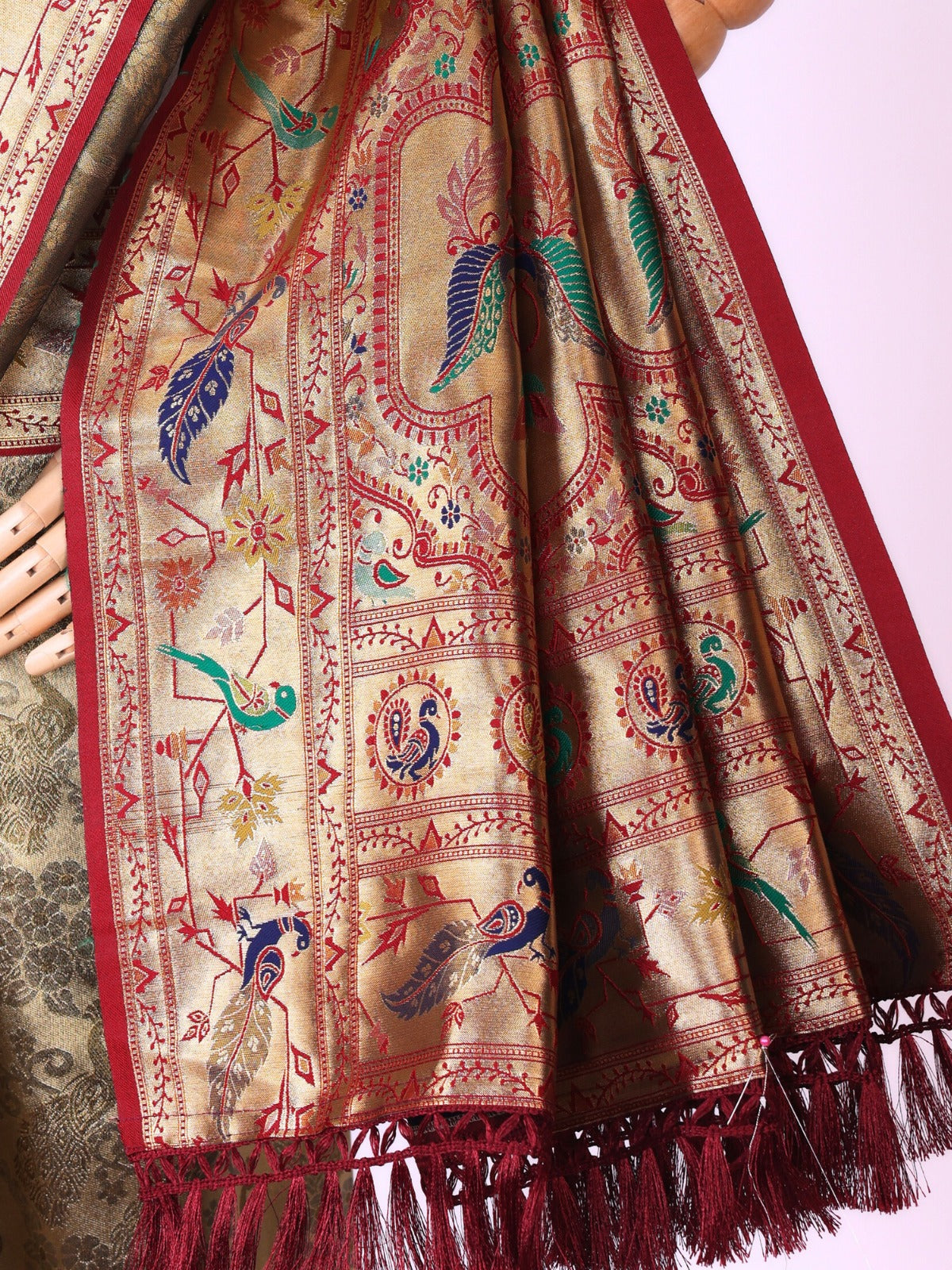 Maroon color Kanjivaram work Designer Saree BLS1006_Maroon