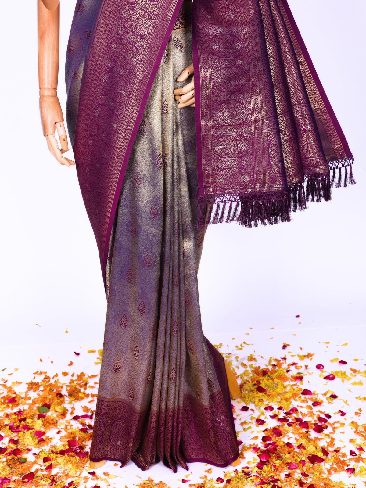 Purple color Kanjivaram work Designer Saree BLS1011_Purple