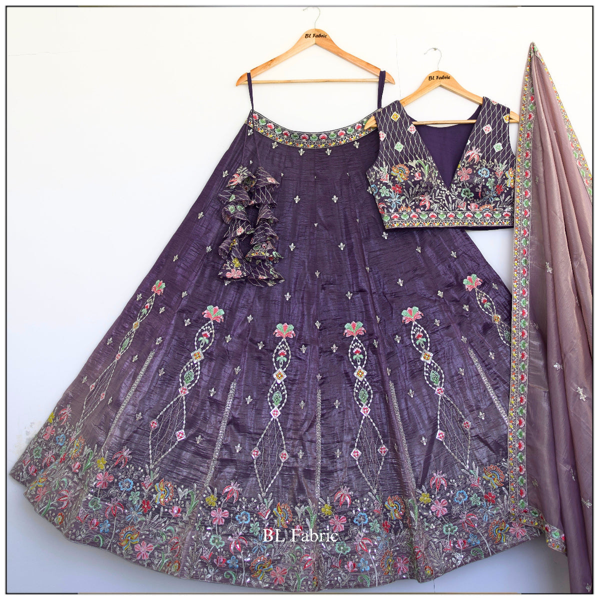 Shadding Purple color Zari Embroidery work Designer Lehenga Choli BL1529