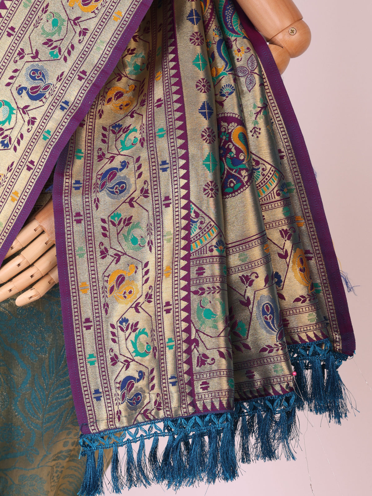 Skyblue color Kanjivaram work Designer Saree BLS1005_Skyblue