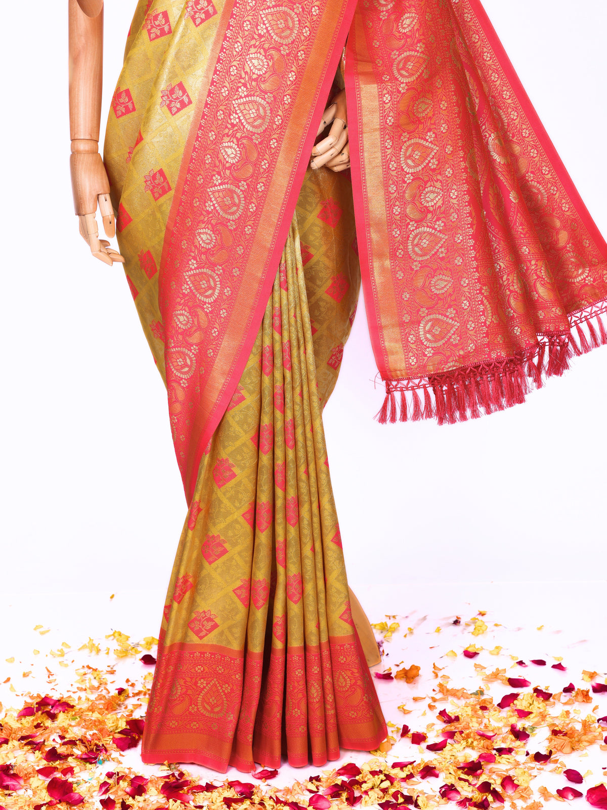 Yellow color Kanjivaram work Designer Saree BLS1012_Yellow