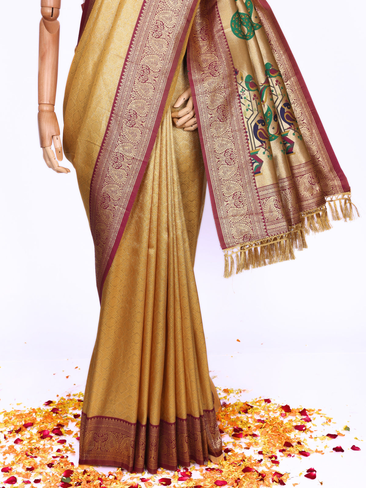 Yellow color Kanjivaram work Designer Saree BLS1013_Yellow