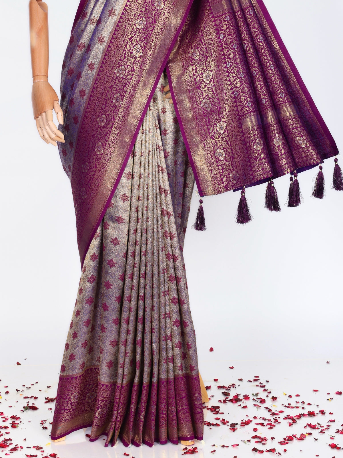 Purple color Kanjivaram work Designer Saree BLS1004_Purple