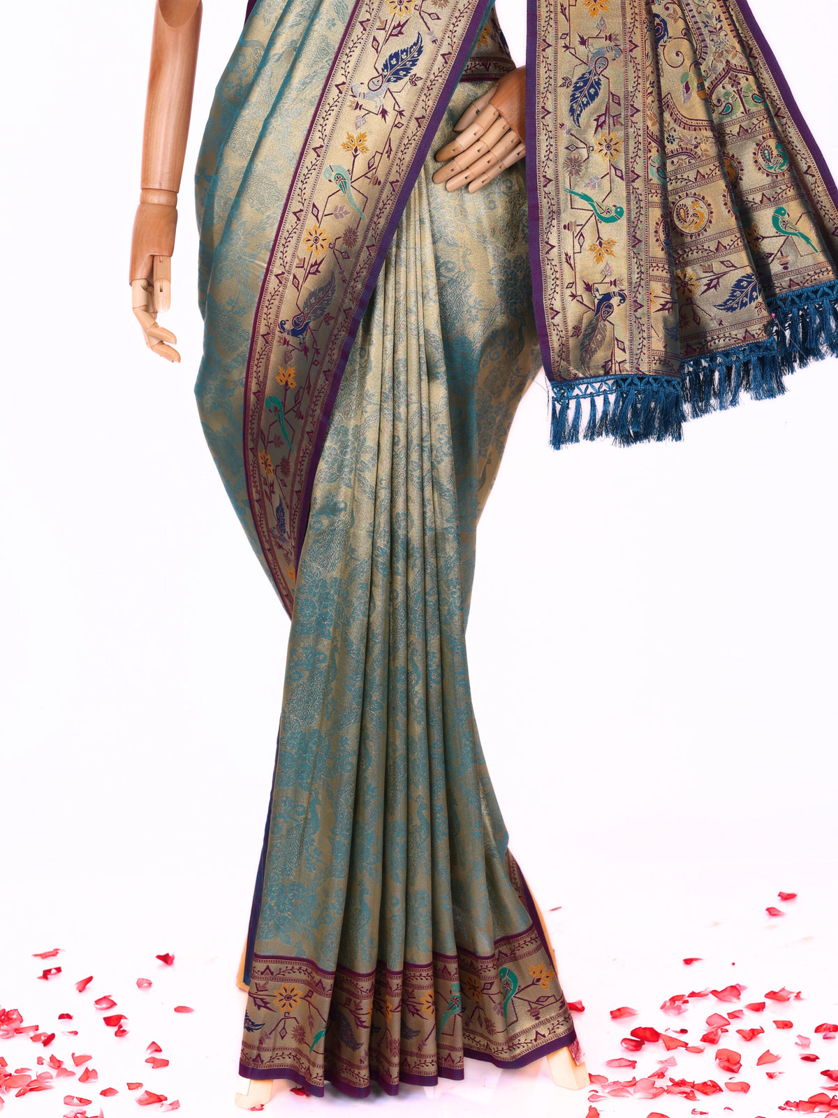 Skyblue color Kanjivaram work Designer Saree BLS1006_Skyblue