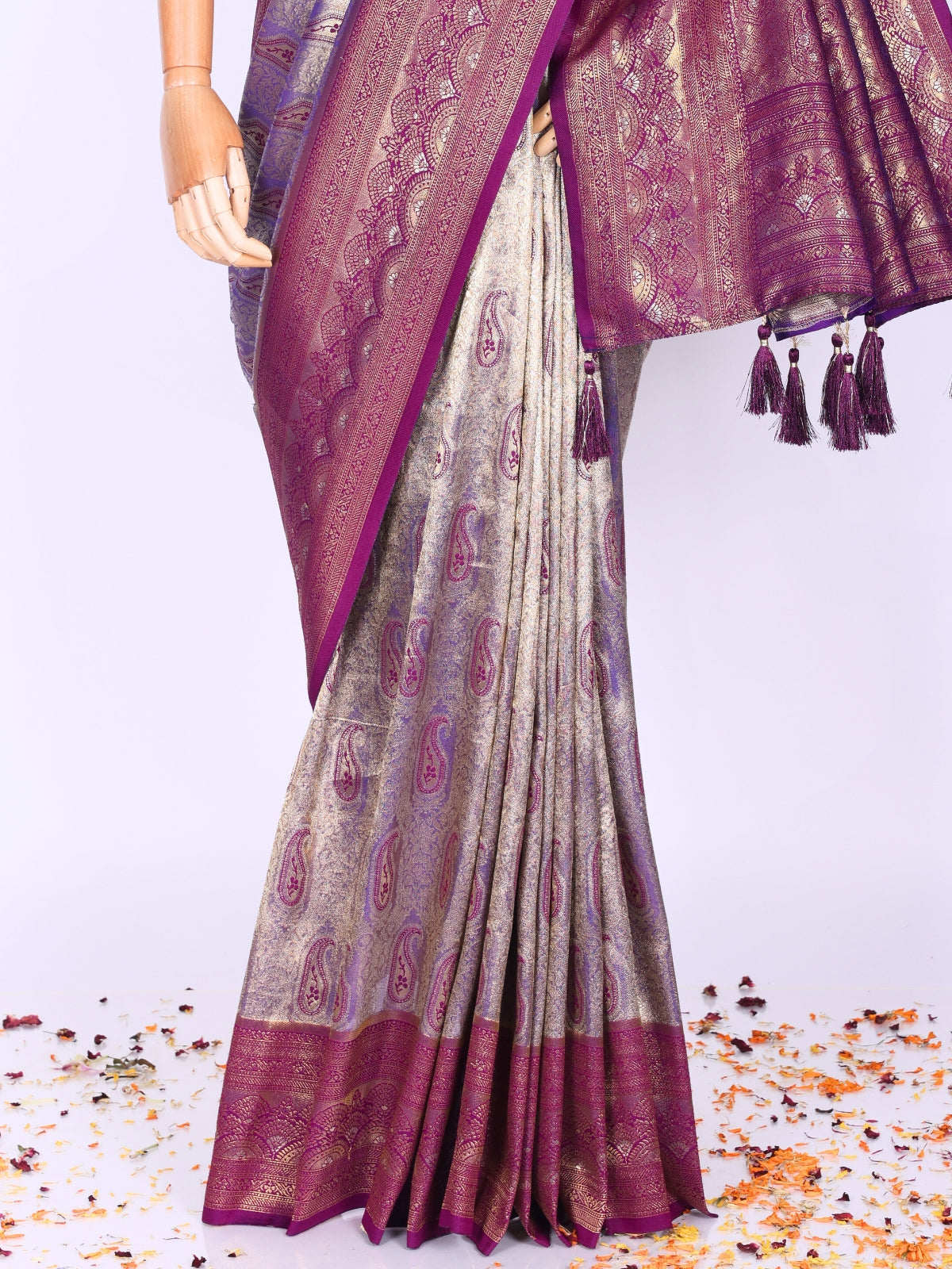 Purple color Kanjivaram work Designer Saree BLS1002_Purple