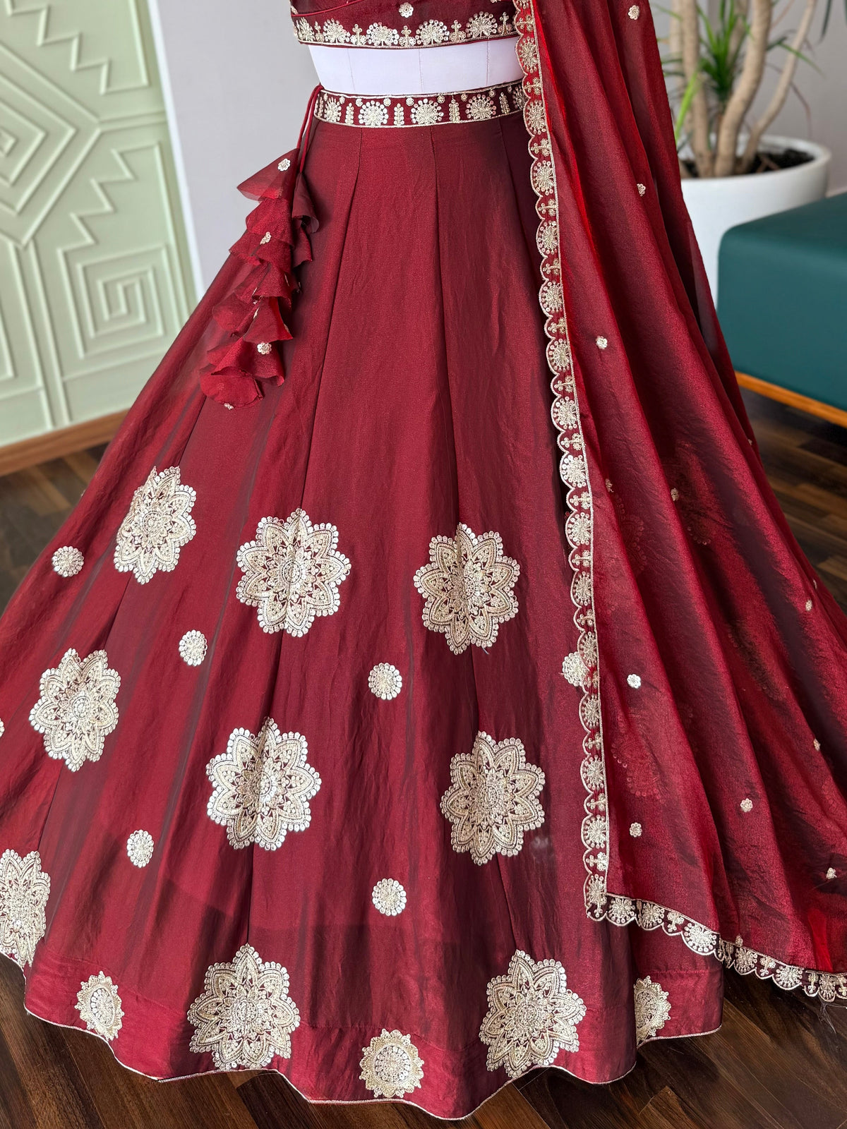 Wine Maroon color Designer Sequence Embroidery work Lehenga choli BL1711