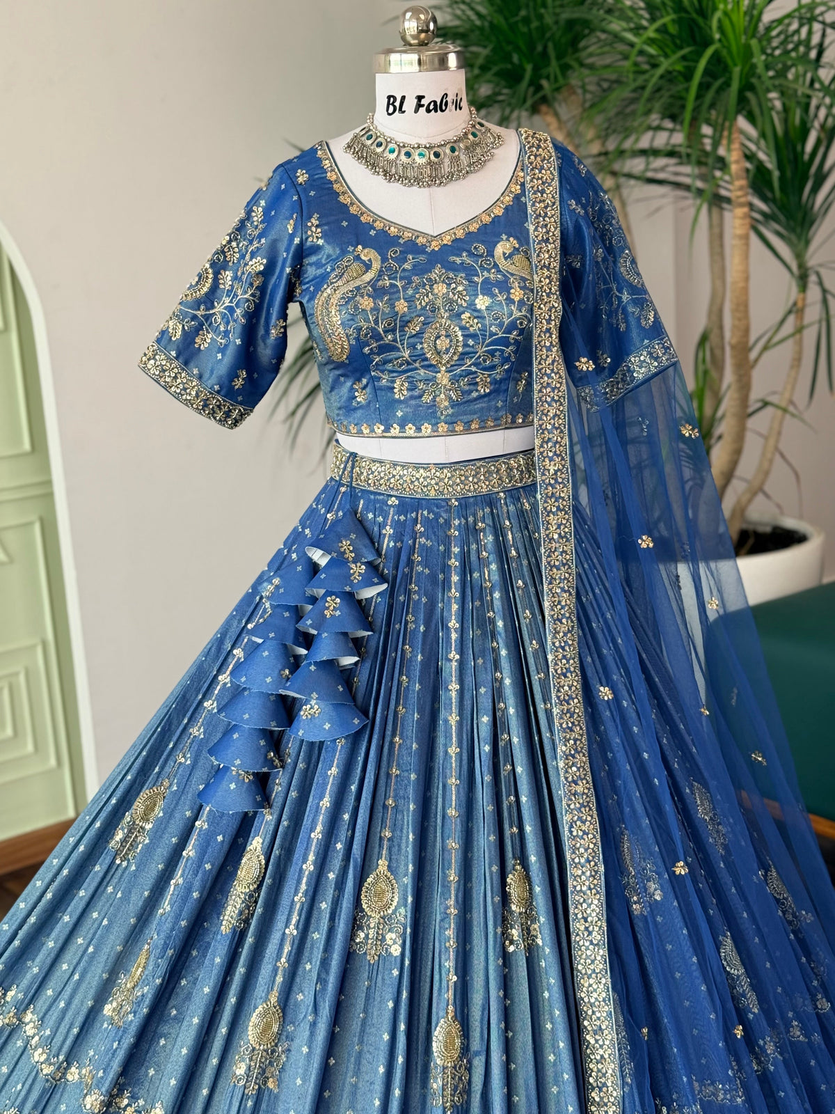 Royal blue color Jacquard Fabric With Bids Designer Lehenga choli for Any Function BL1696