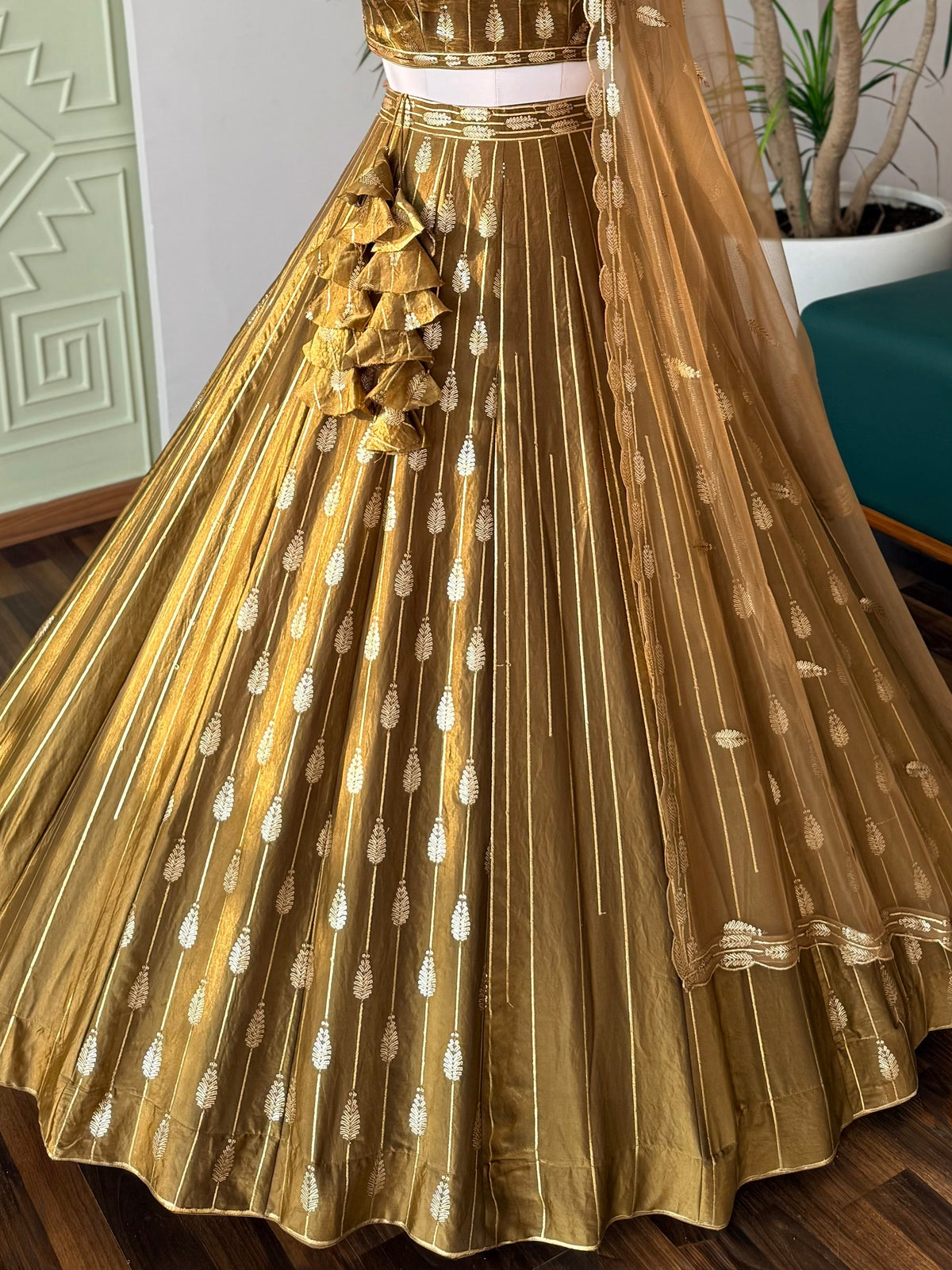 Golden Brown color Designer Sequence Embroidery work Lehenga choli BL1686