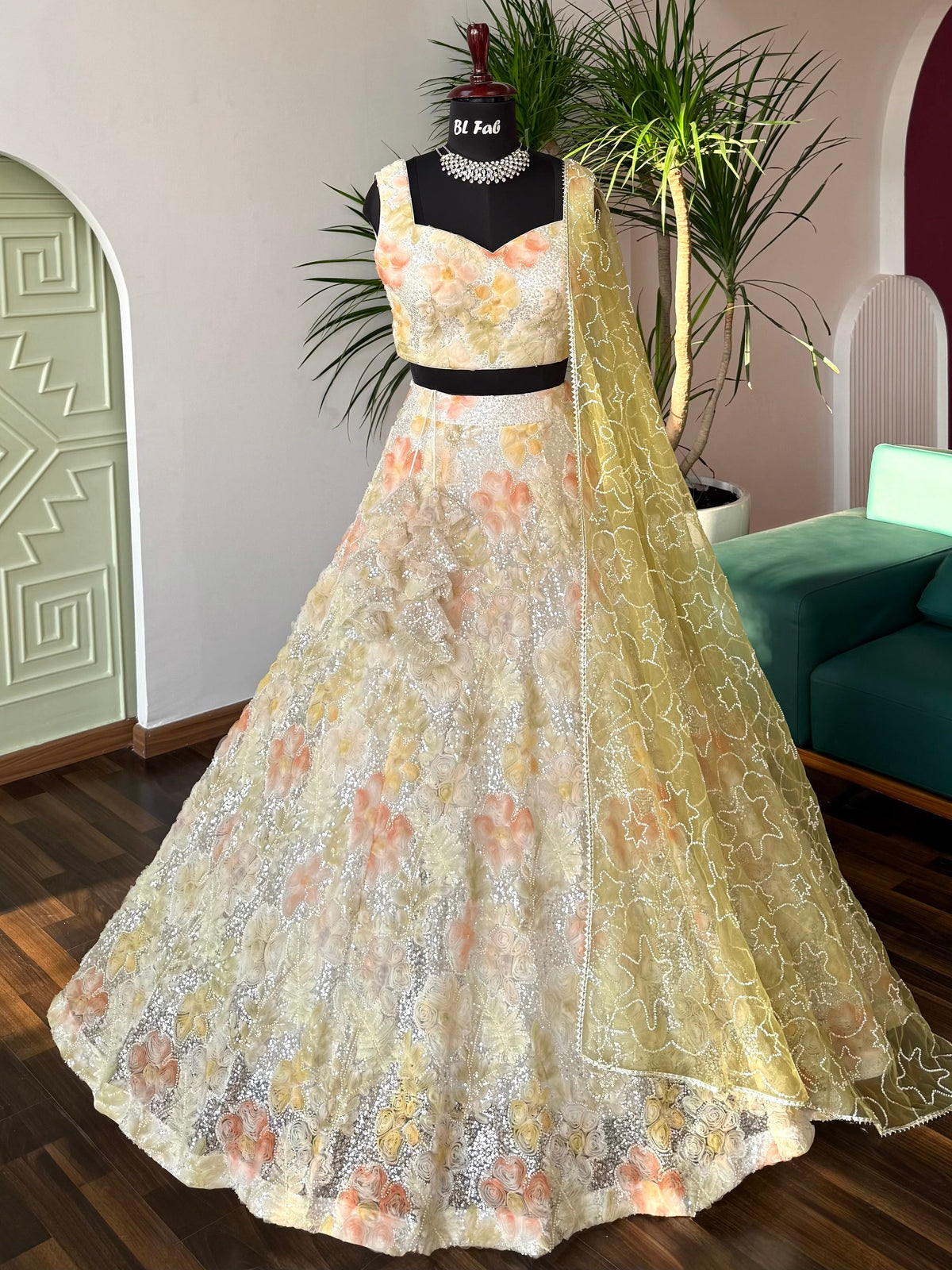 White color Fancy Fabric with Bids work Designer Lehenga Choli BL1638