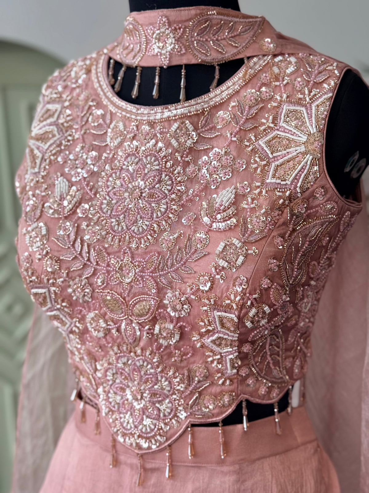 Pink color Bids Embroidery work Sharara set BLS105