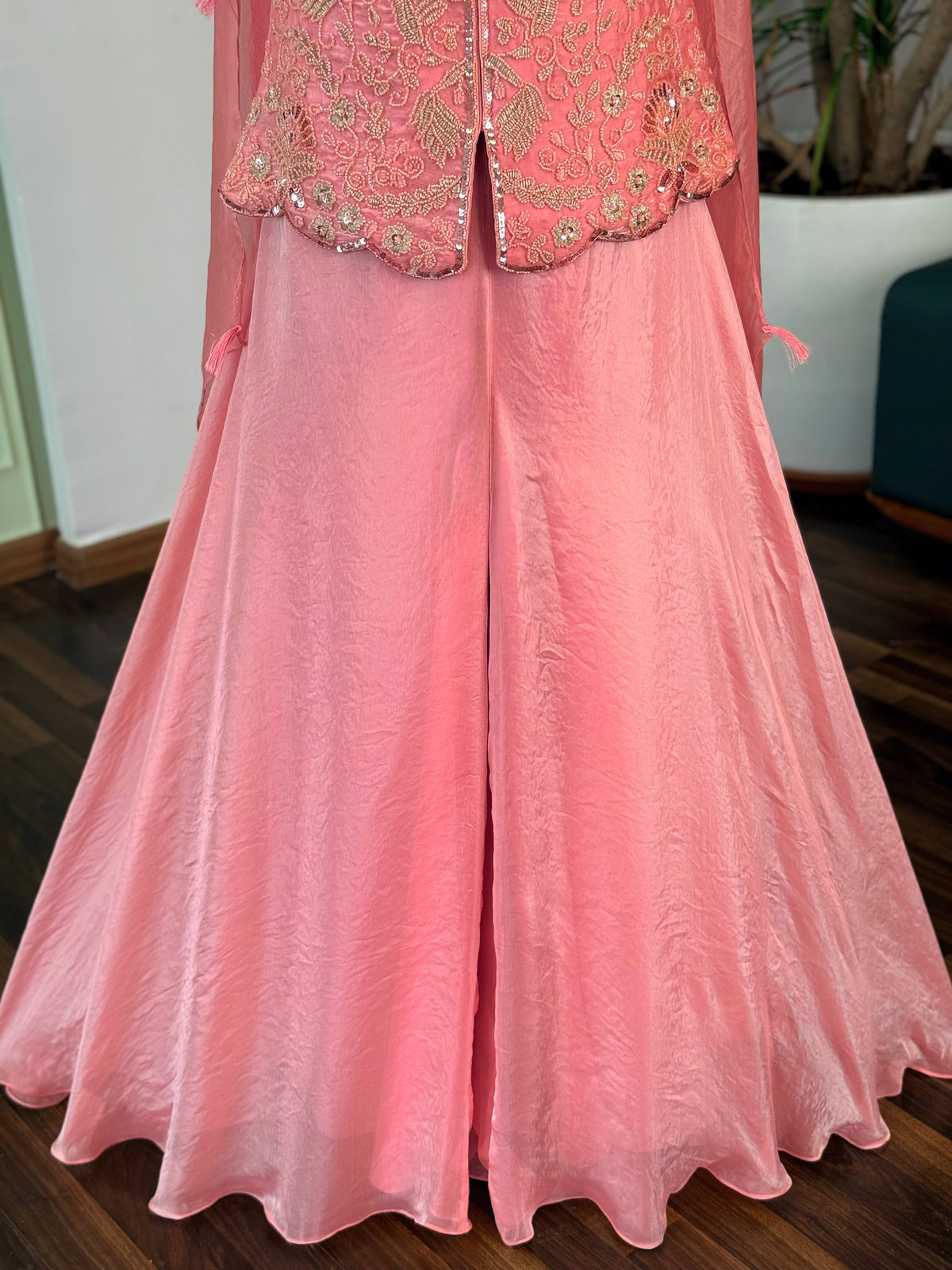 Baby Pink color Bids Sequence Embroidery work Sharara set BLS111