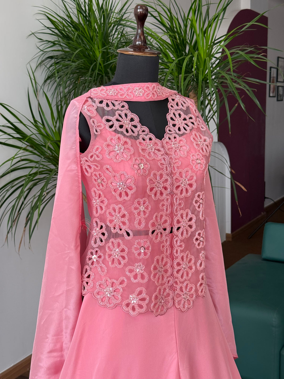 Baby Pink color Bids Embroidery work Sharara set BLS103