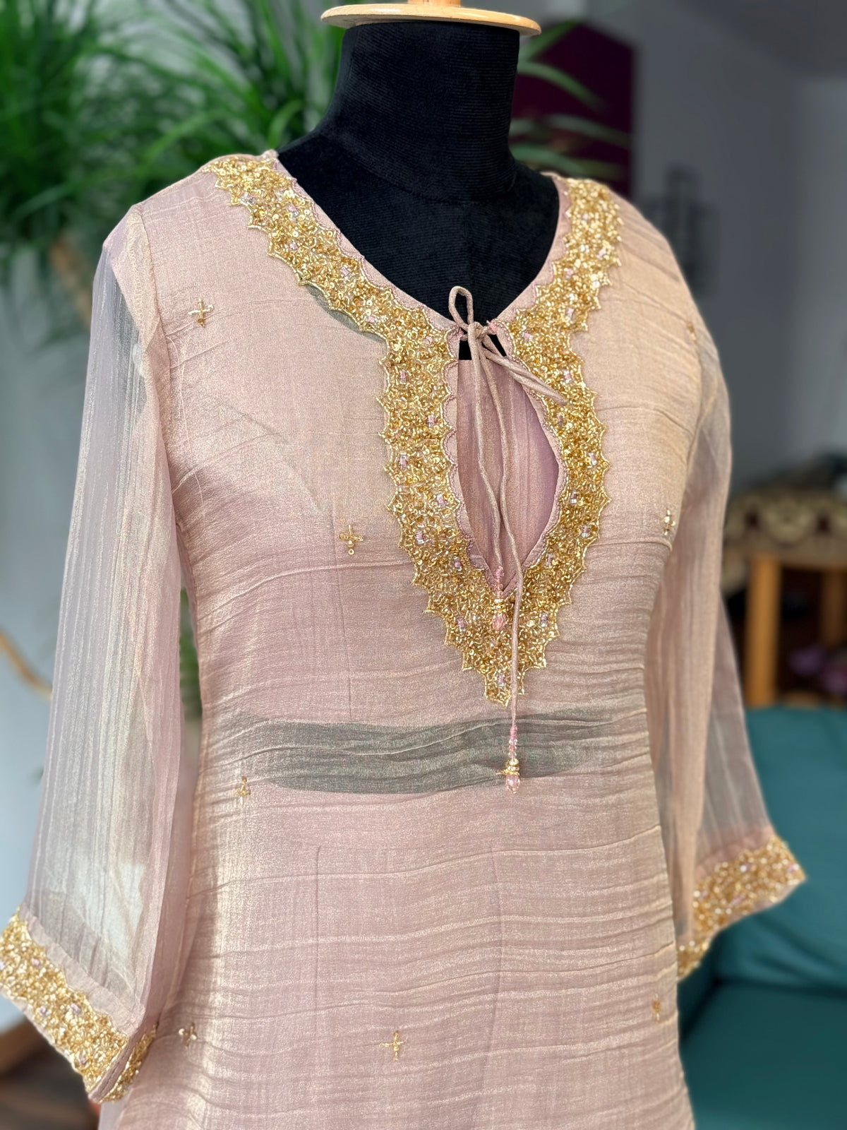 Soft pink Handwork Necklace Sharara set BLS133