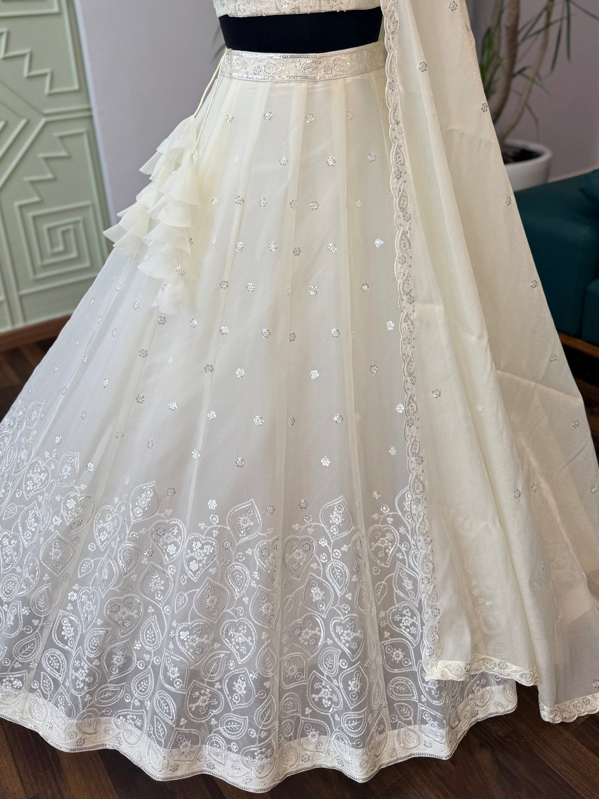 Off-White color Designer Sequence Embroidery work Lehenga choli BL1712