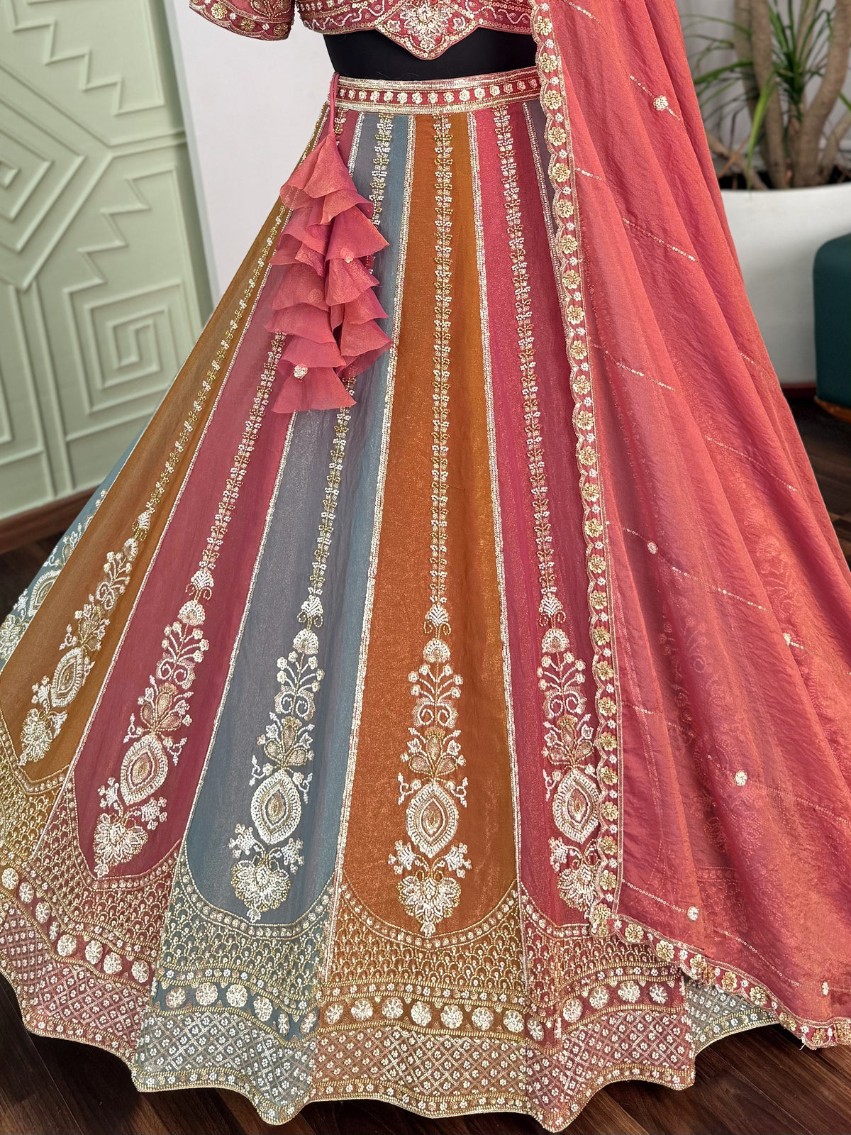 Multi color Designer Bids Embroidery work Lehenga choli BL1730