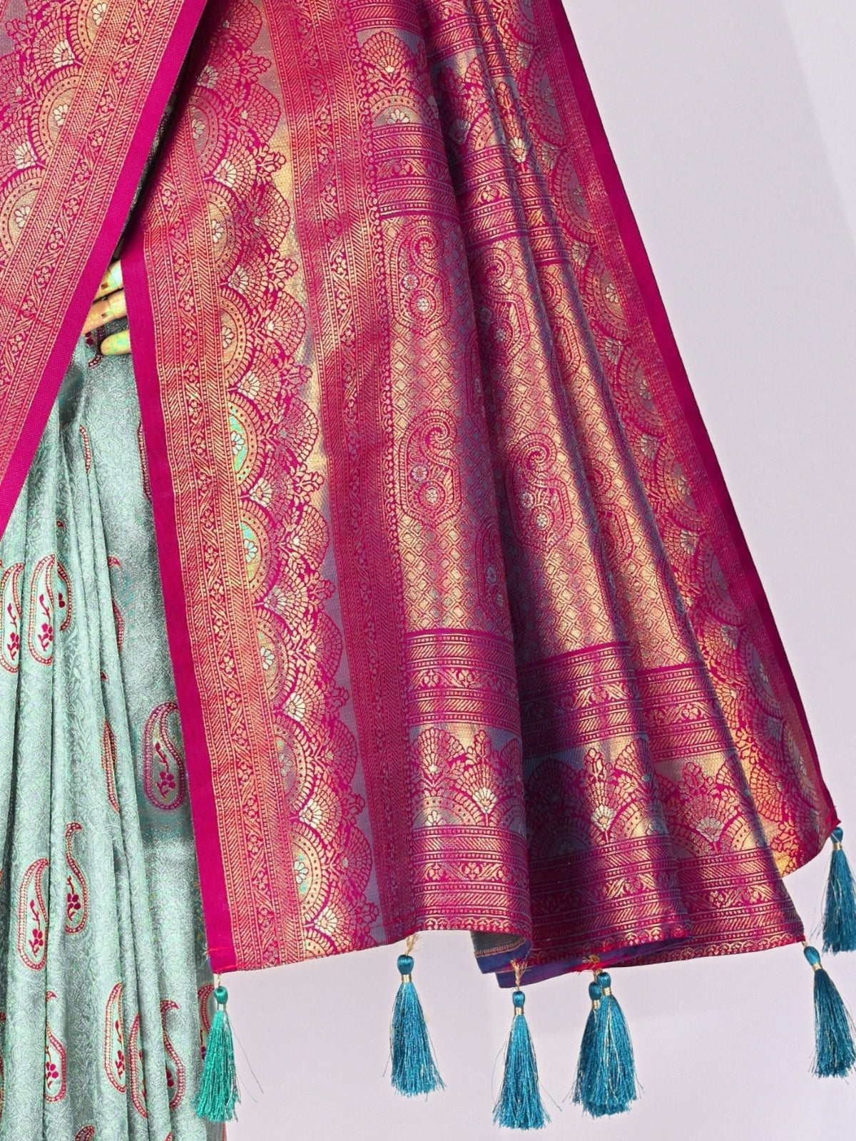Skyblue color Kanjivaram work Designer Saree BLS1002_Skyblue