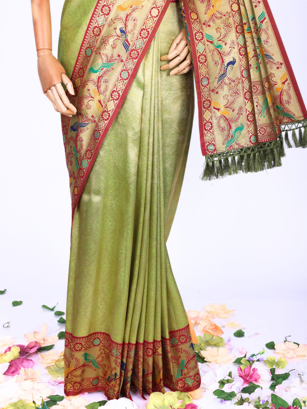Parrot color Kanjivaram work Designer Saree BLS1014_Parrot