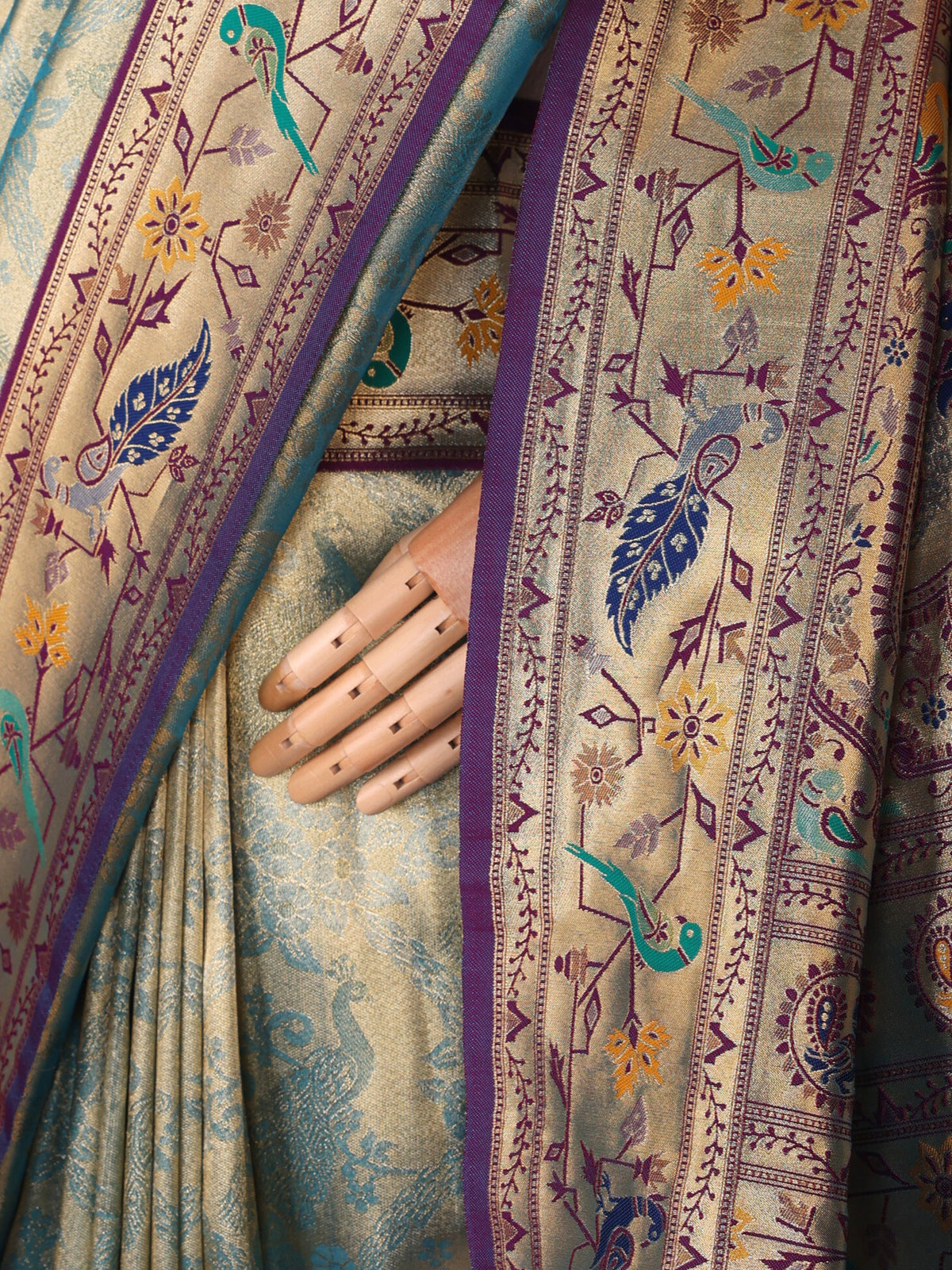 Skyblue color Kanjivaram work Designer Saree BLS1006_Skyblue