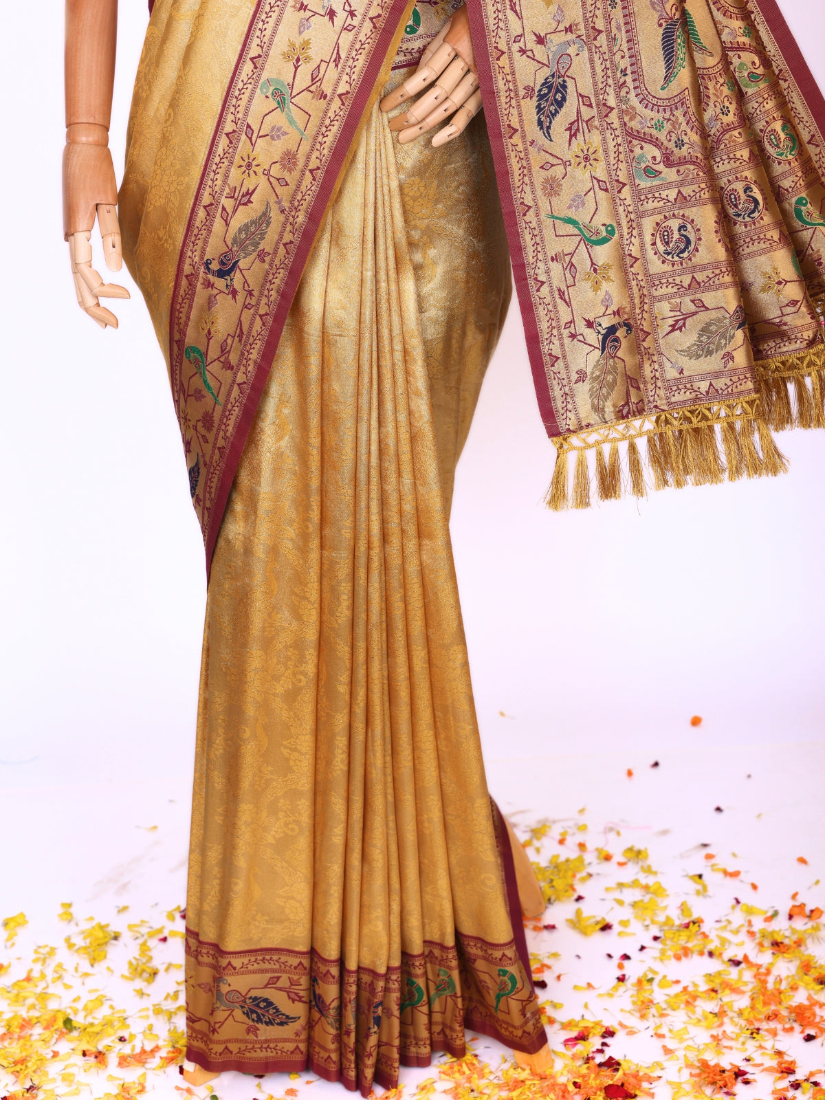 Yellow color Kanjivaram work Designer Saree BLS1006_Yellow