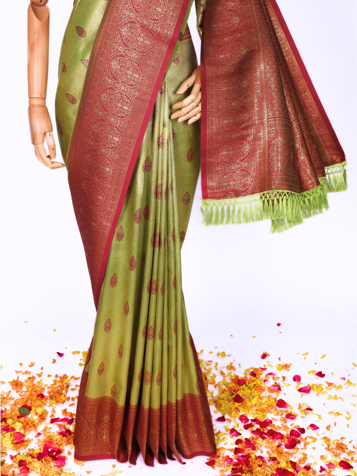 Parrot color Kanjivaram work Designer Saree BLS1011_Parrot
