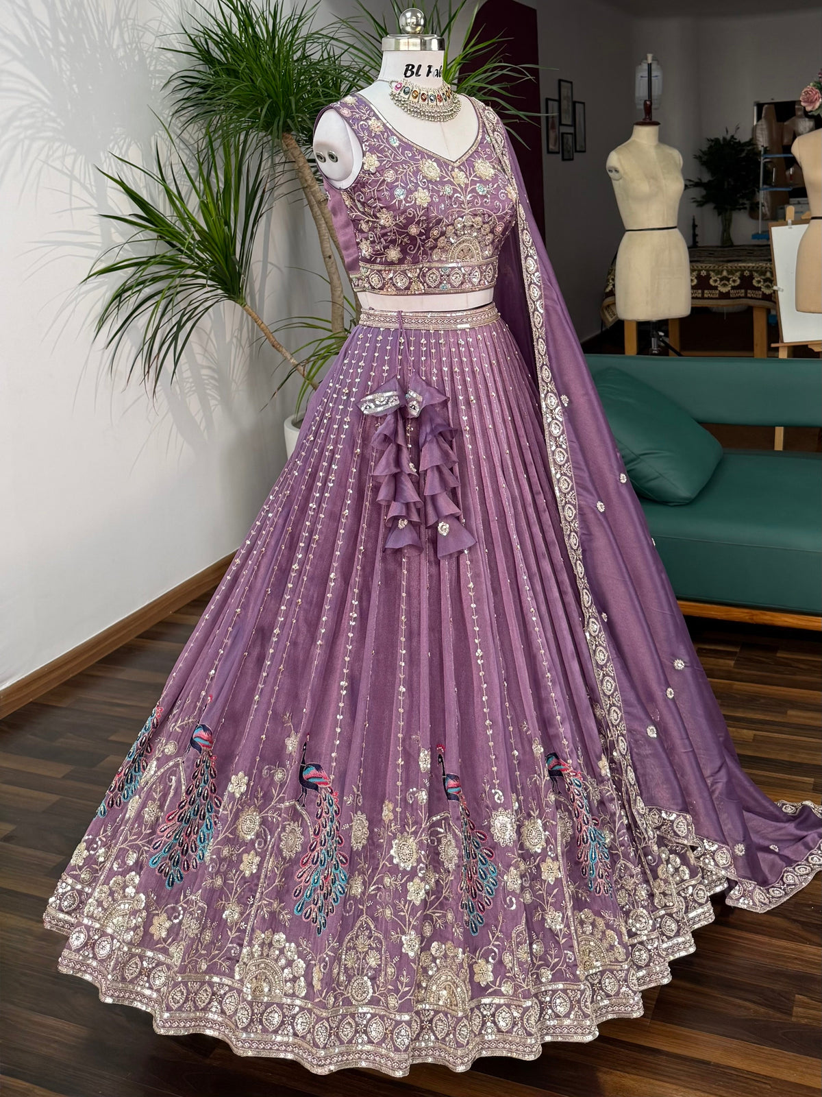 Mauve Purple color Bids Embroidery work Designer Lehenga Choli BL1673